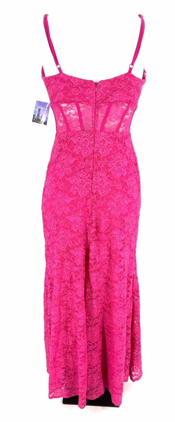 Size 5 MORGAN & CO Hot Pink Lace Dress