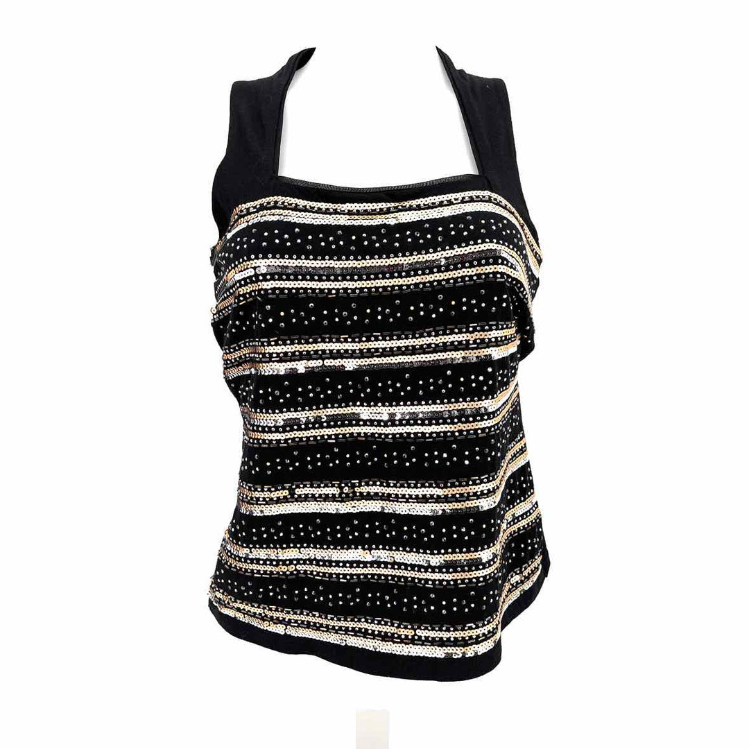 Size XS White House Black Market Black Sequined Shirt