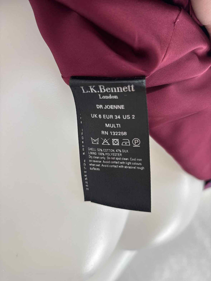 Size 2 LK BENNETT Purple Print Dress
