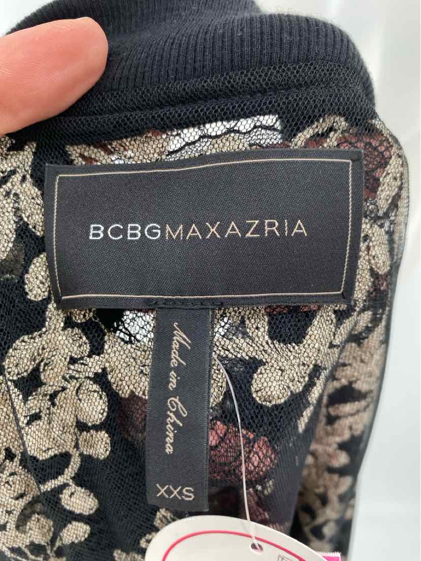 Size XXS BCBG Black Print Shirt