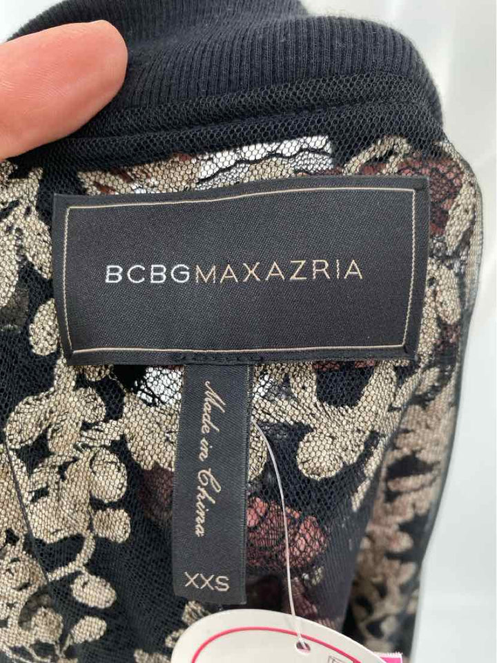 Size XXS BCBG Black Print Shirt