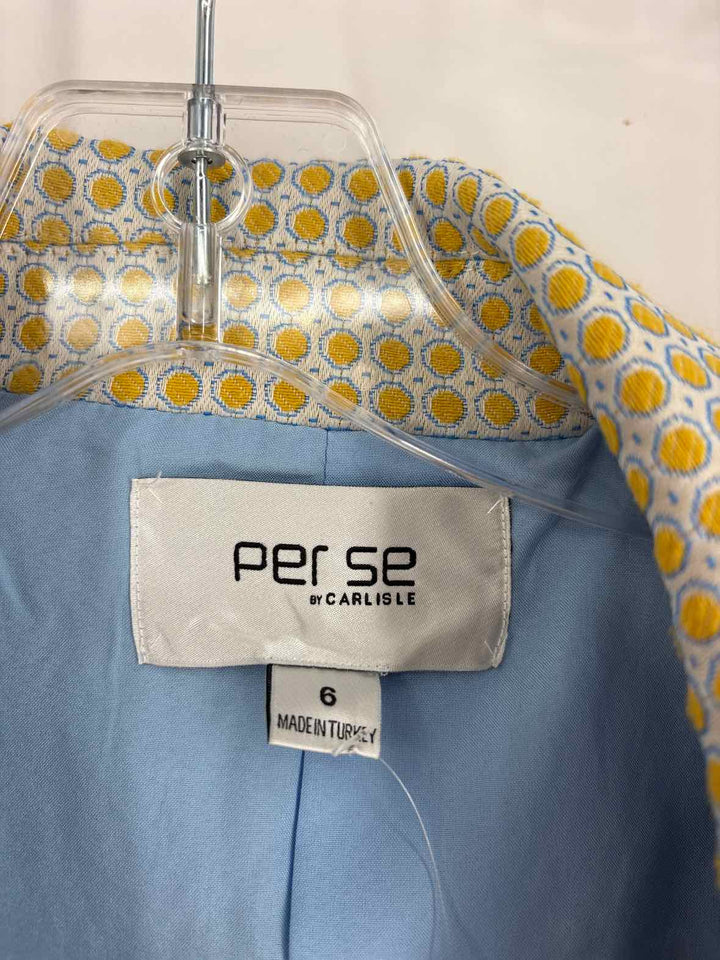 Size 6 PER SE Yellow Print Blazer