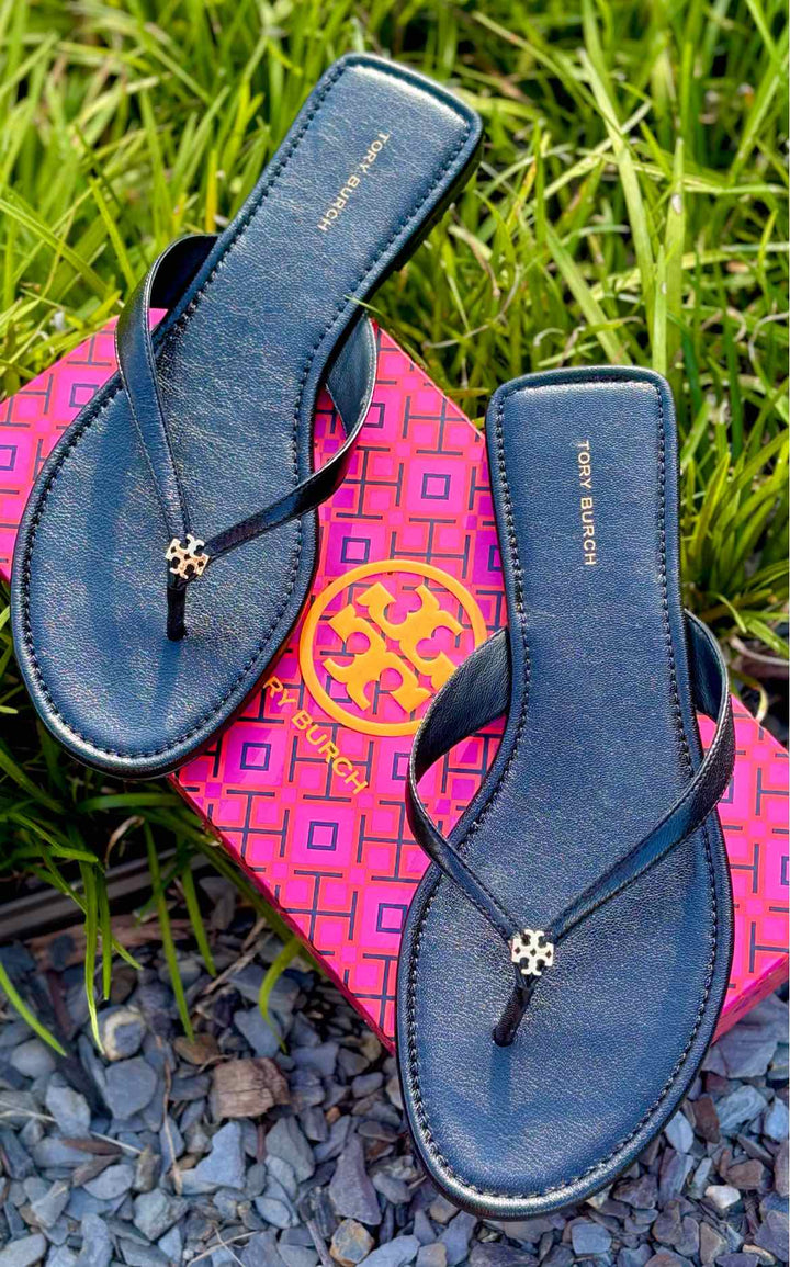 Shoe Size 9 Tory Burch Black Leather Sandals