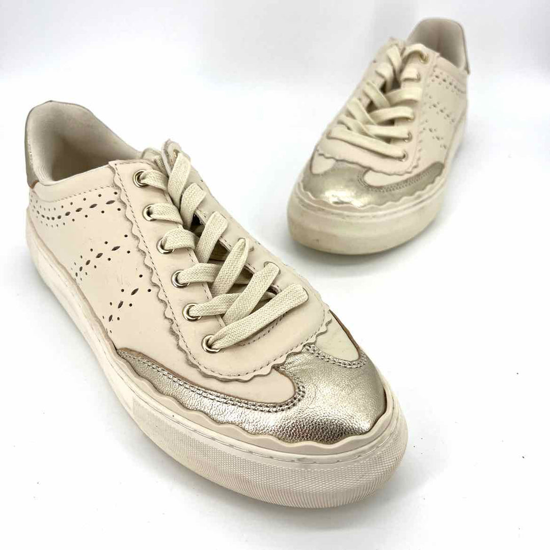 Shoe Size 9 Vince Camuto Cream Leather Sneakers