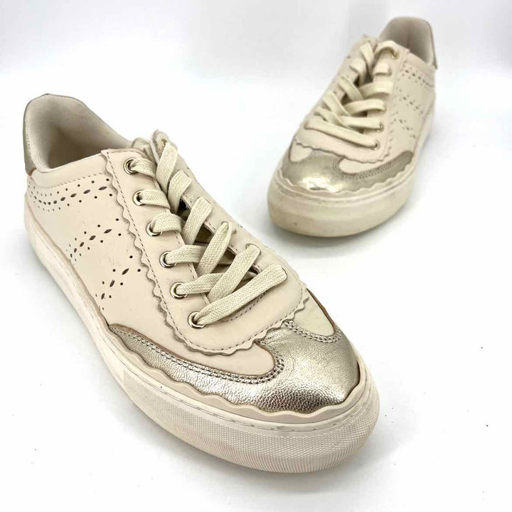 Shoe Size 9 Vince Camuto Cream Leather Sneakers