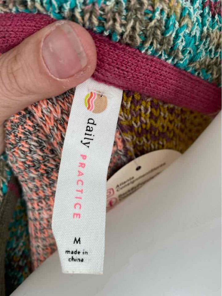 Size M DAILY PRACTICE Multi-Color Knit Cardigan