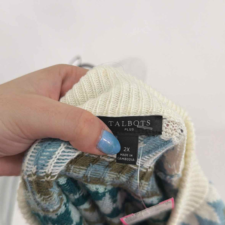 Size 2X Talbots Green Knit Sweater