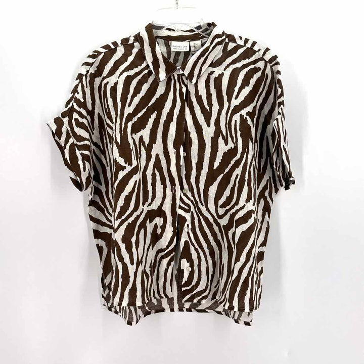Size L RACHEL ZOE Multi-Color Linen Shirt