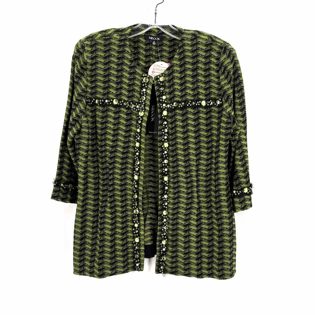Size M MISSOOK Green Knit Beaded Jacket