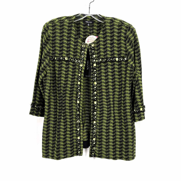 Size M MISSOOK Green Knit Beaded Jacket