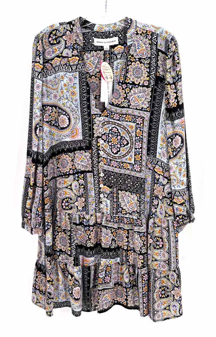Size L Black Print Dress