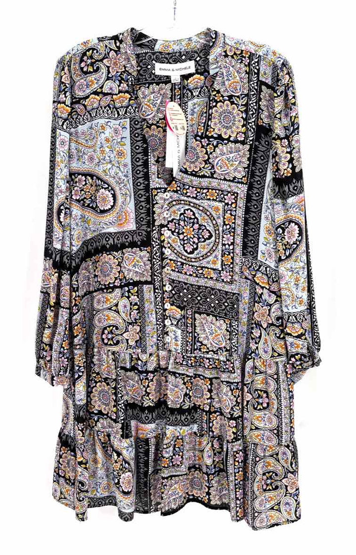 Size L Black Print Dress