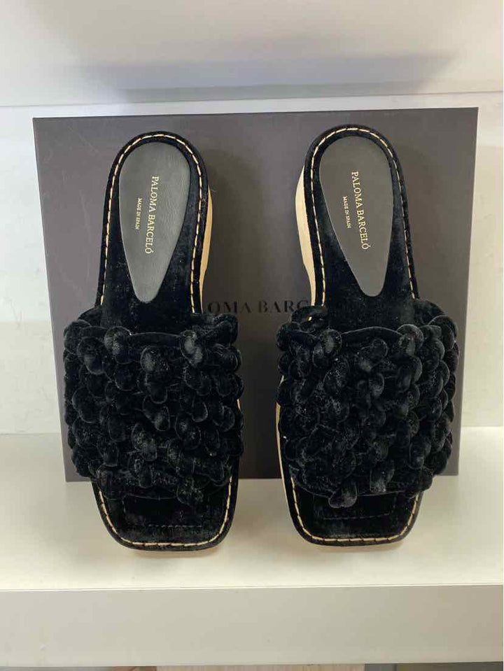Shoe Size 39 Black Velour Luxury - Sandals