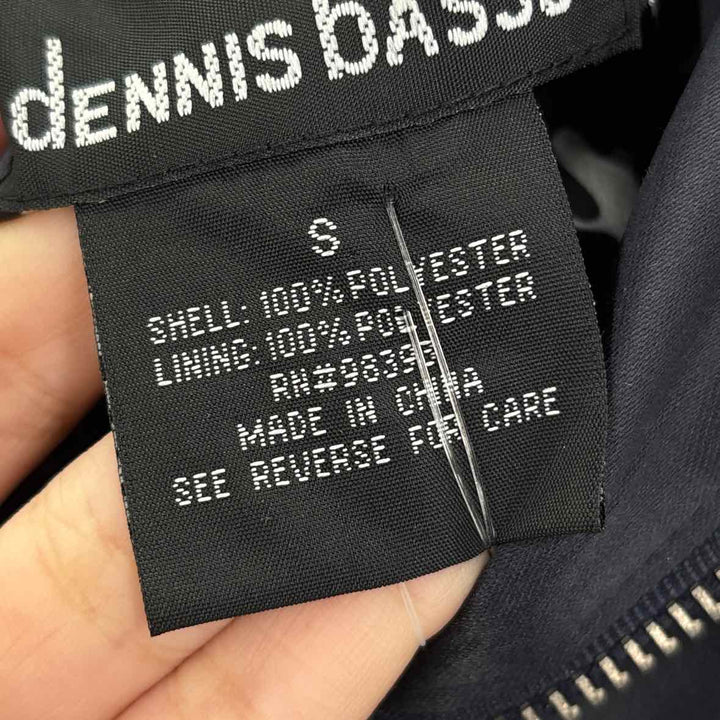 Size S DENNIS BASSO Navy Sateen Jacket