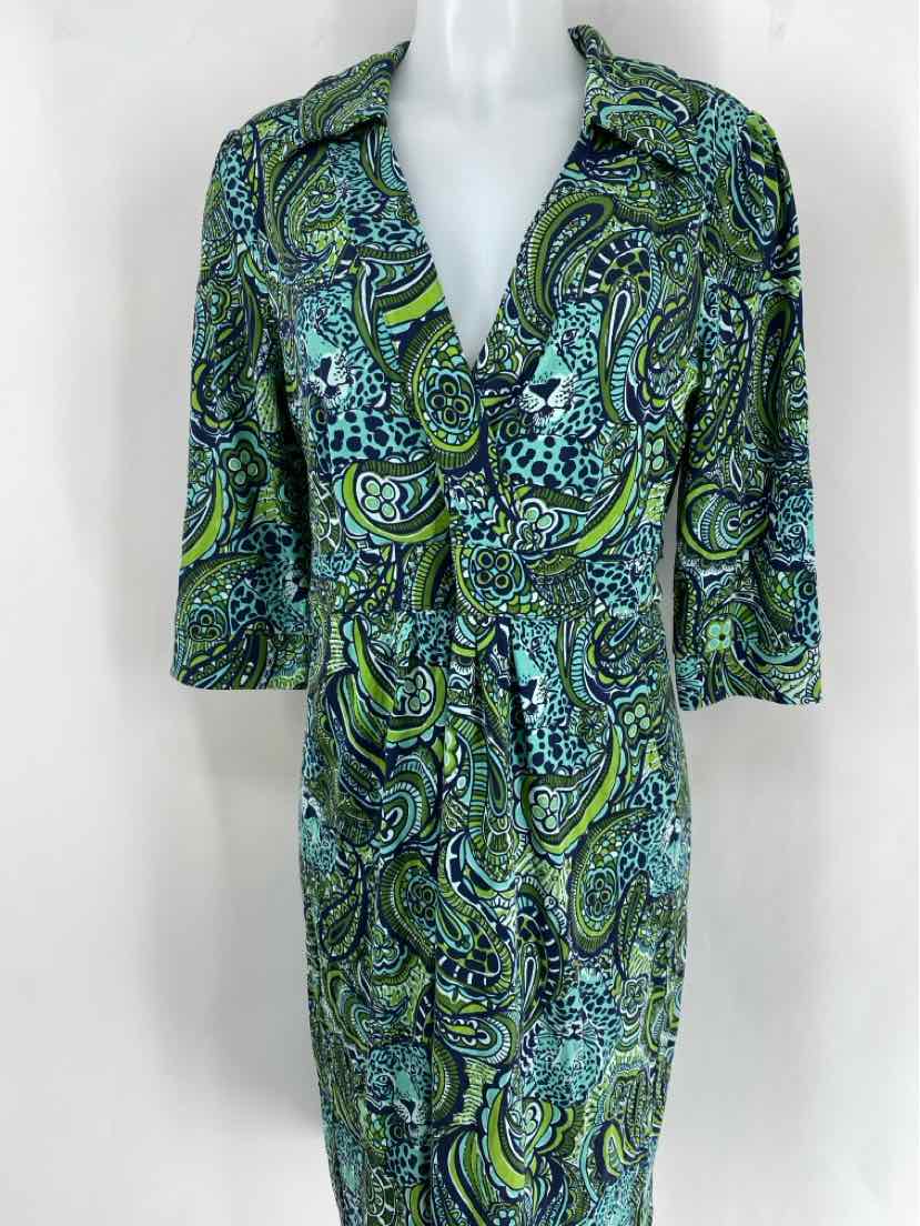 Size 12 Lilly Pulitzer Green Print Dress