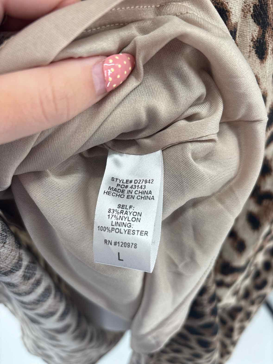 Size L ENTRO Brown Print Dress