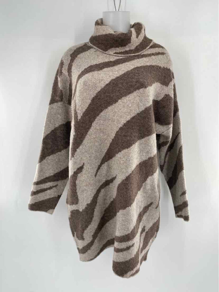 Size L Brown Print Sweater