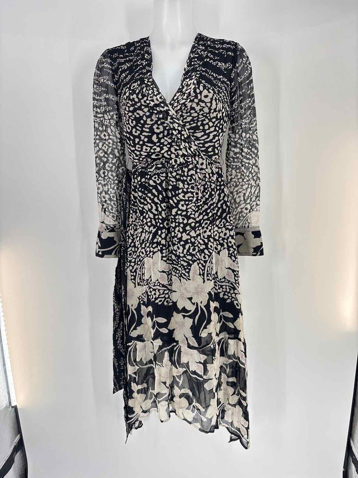 Size 0 ALLSAINTS Black Print Dress
