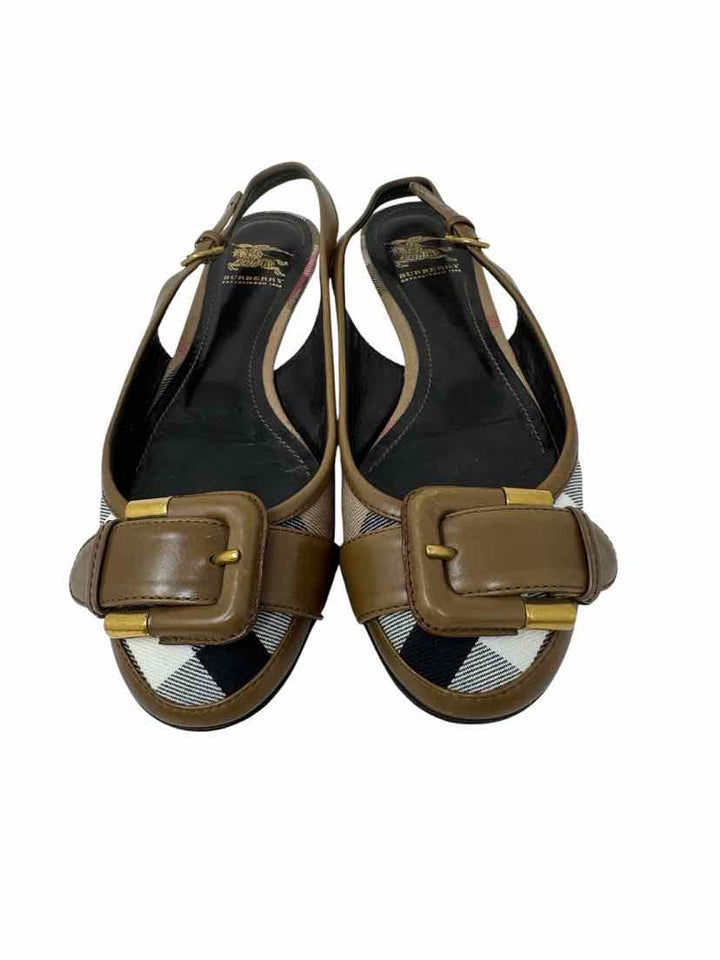 Shoe Size 37.5 Burberry Tan Canvas Luxury - Flats
