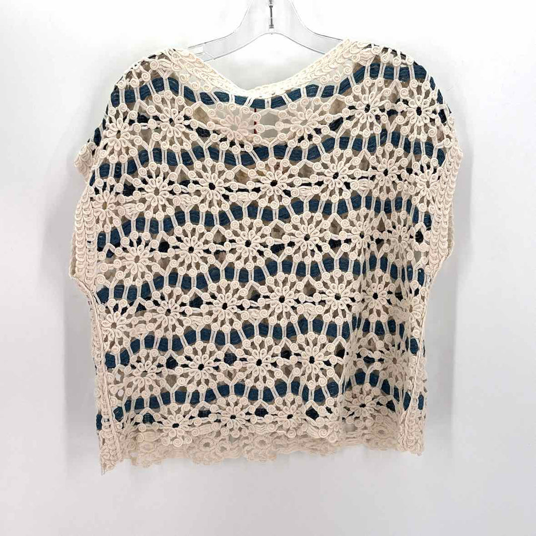 Size M SOLITAIRE Cream Crochet Shirt