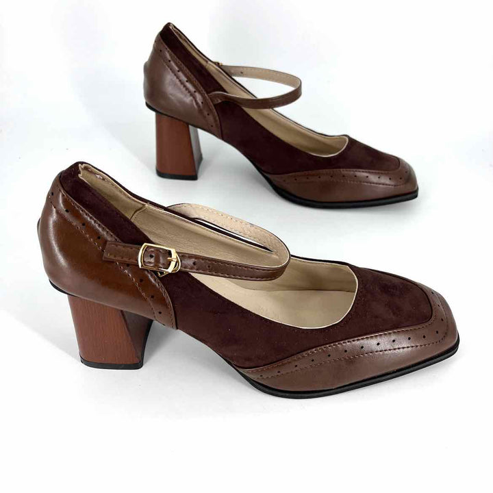 Shoe Size 41 Brown Faux Leather Pumps