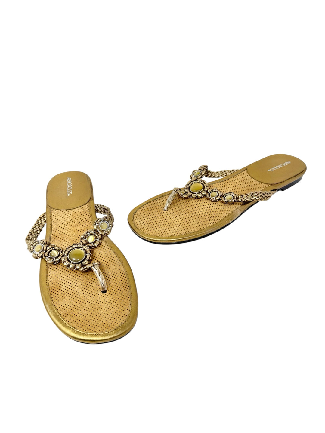 Shoe Size 9 AEROSOLES Gold Leather Sandals