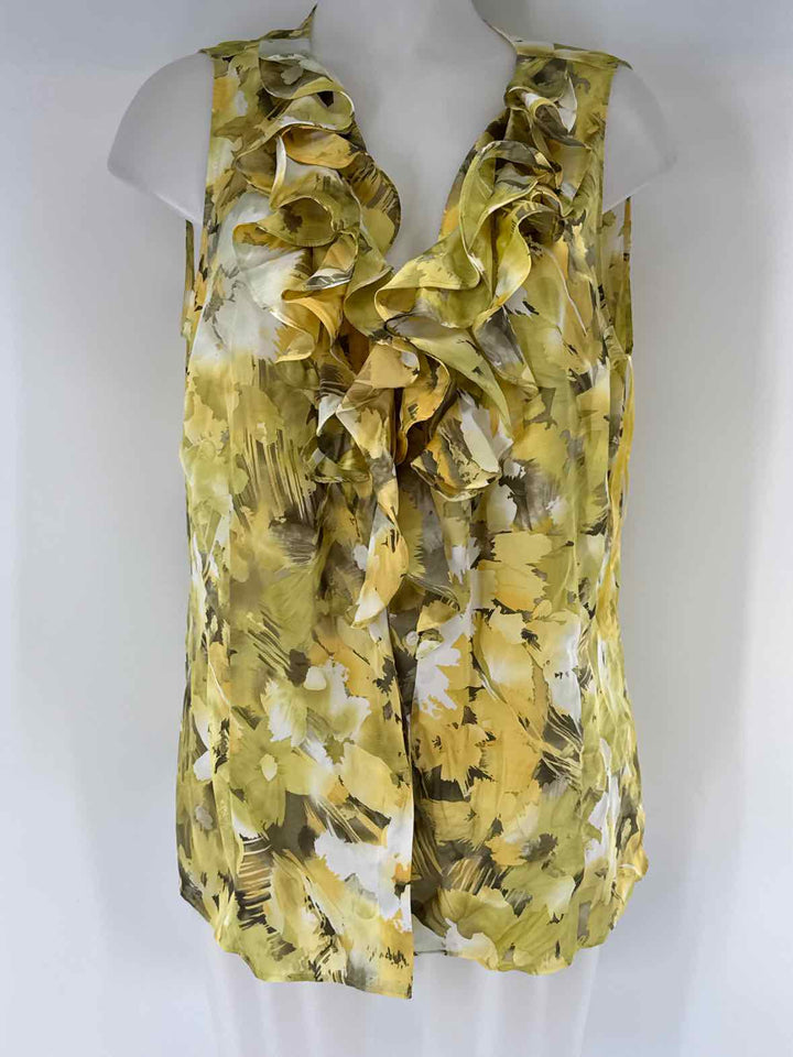 Size 1X Anne Klein Yellow Print Shirt