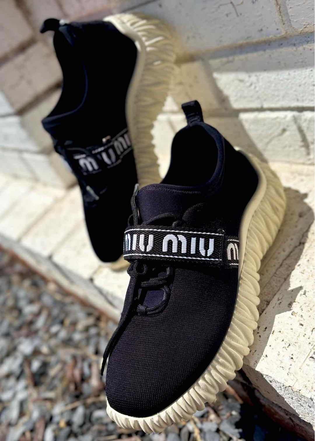 Shoe Size 36 MIU MIU Black Knit Sneakers