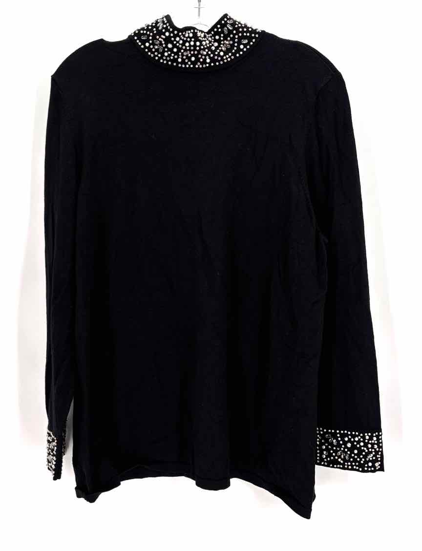 Size XL Chico's Black Knit Beaded Sweater