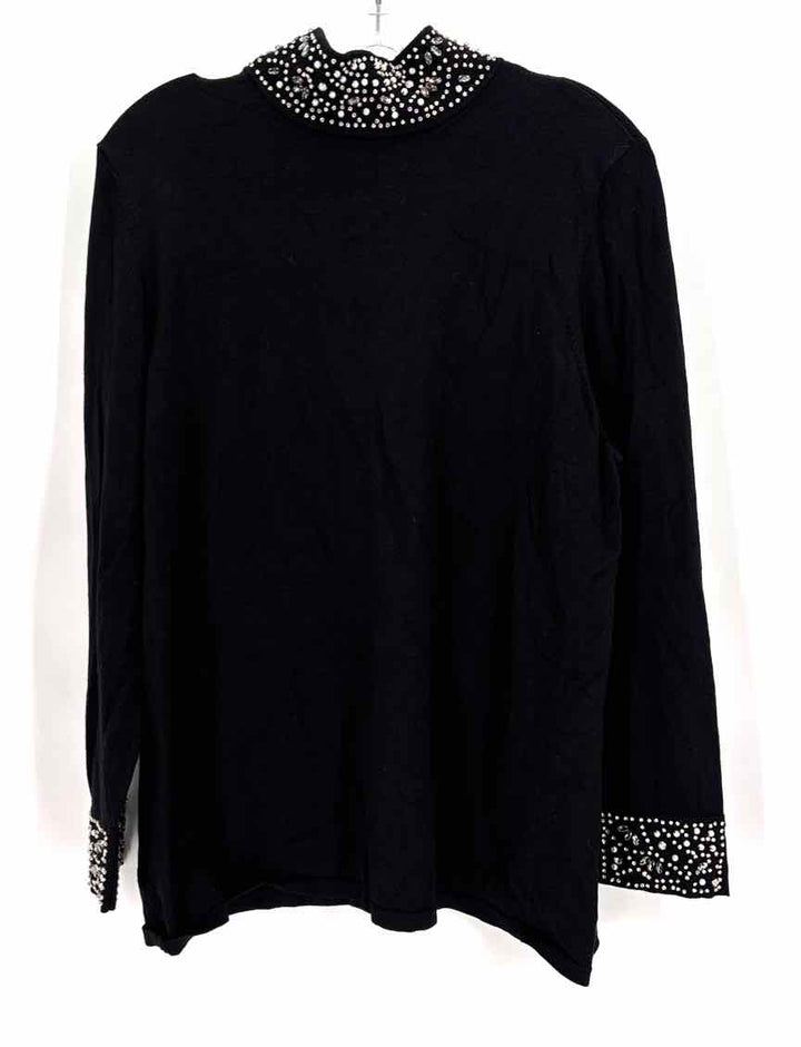 Size XL Chico's Black Knit Beaded Sweater