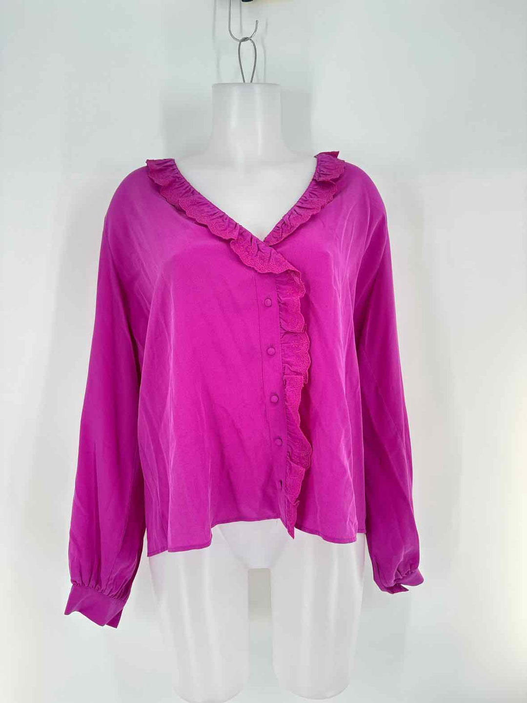 Size 10 SEZANE Fuschia Silk Shirt