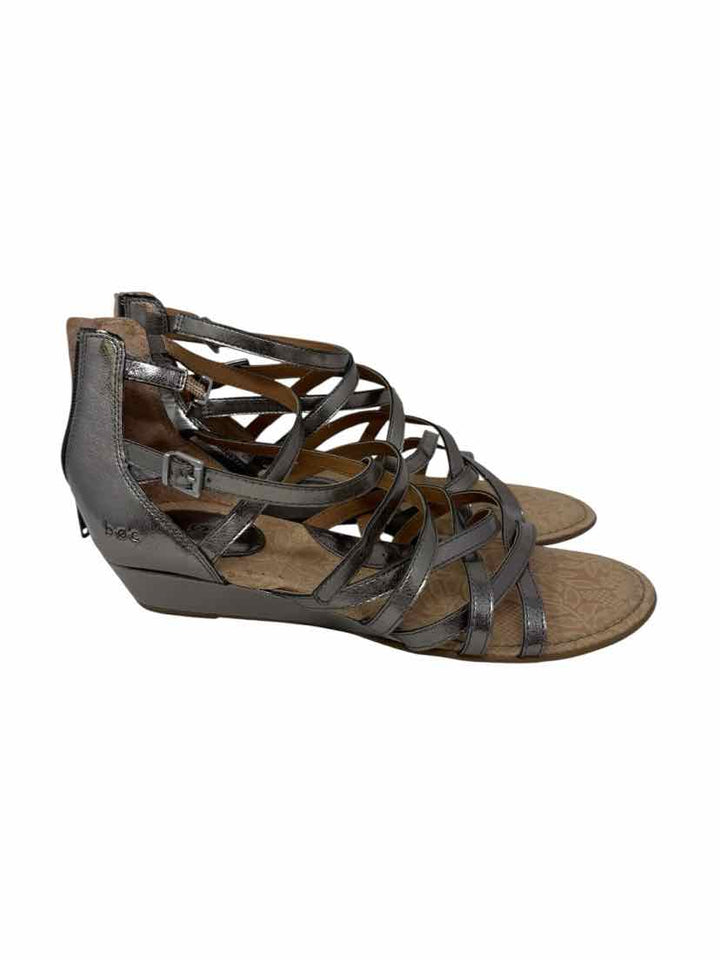 Shoe Size 10 Born Silver Leather Sandals