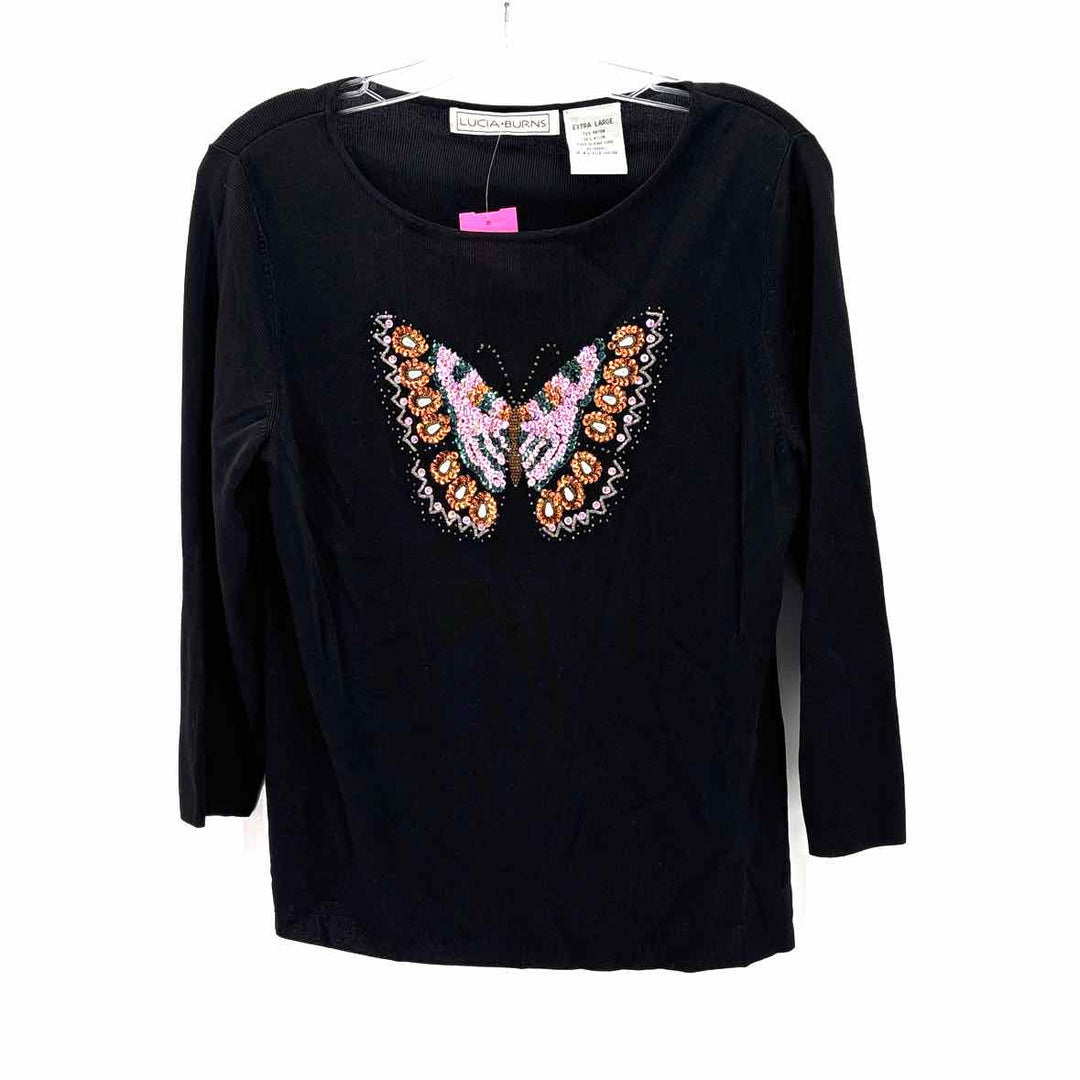 Size XL Black Knit Sequined Shirt