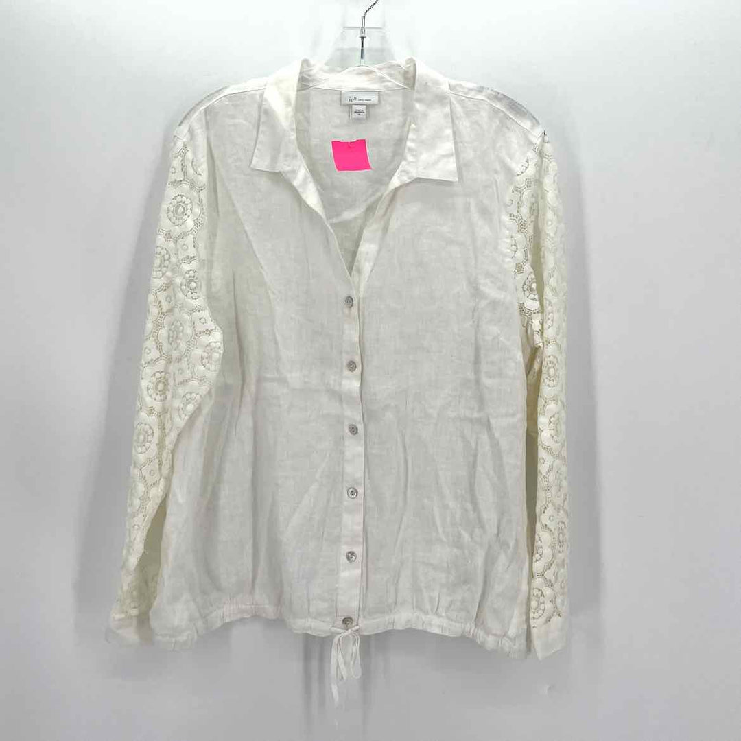 Size XL J JILL Ivory Leather Lace Shirt