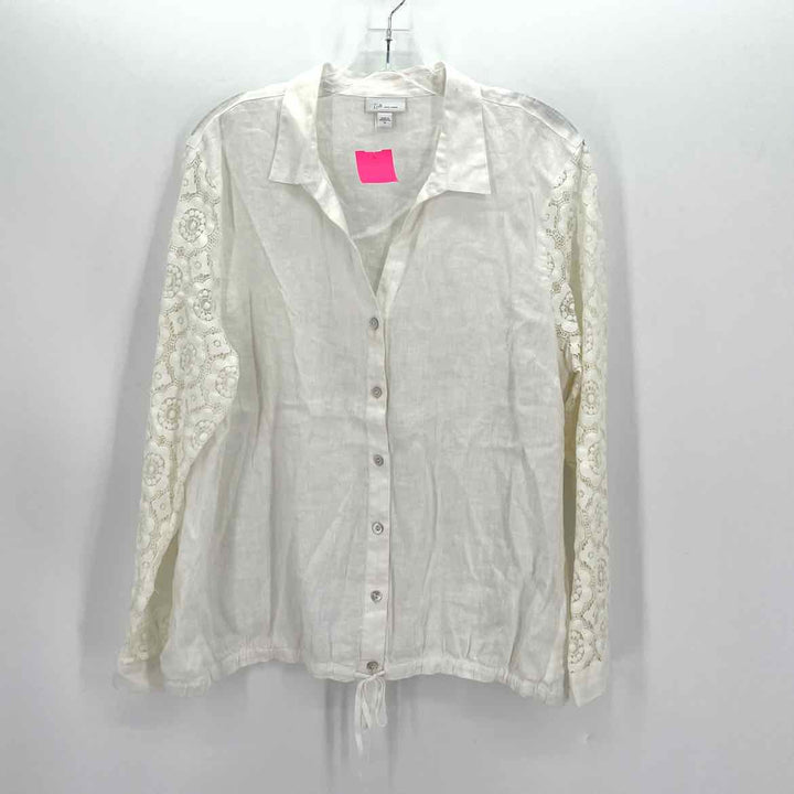 Size XL J JILL Ivory Leather Lace Shirt