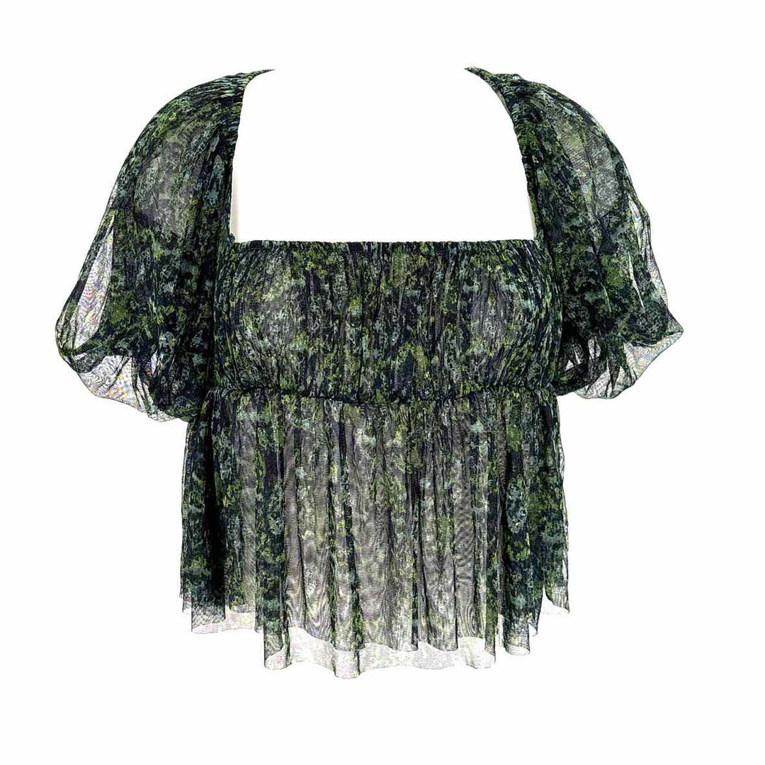 Size M FREE PEOPLE Green Mesh Shirt