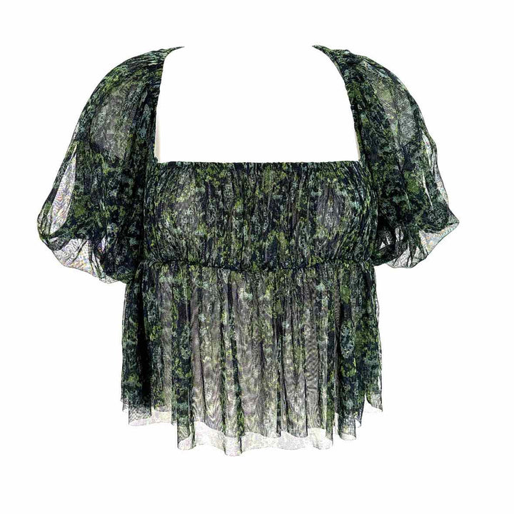 Size M FREE PEOPLE Green Mesh Shirt