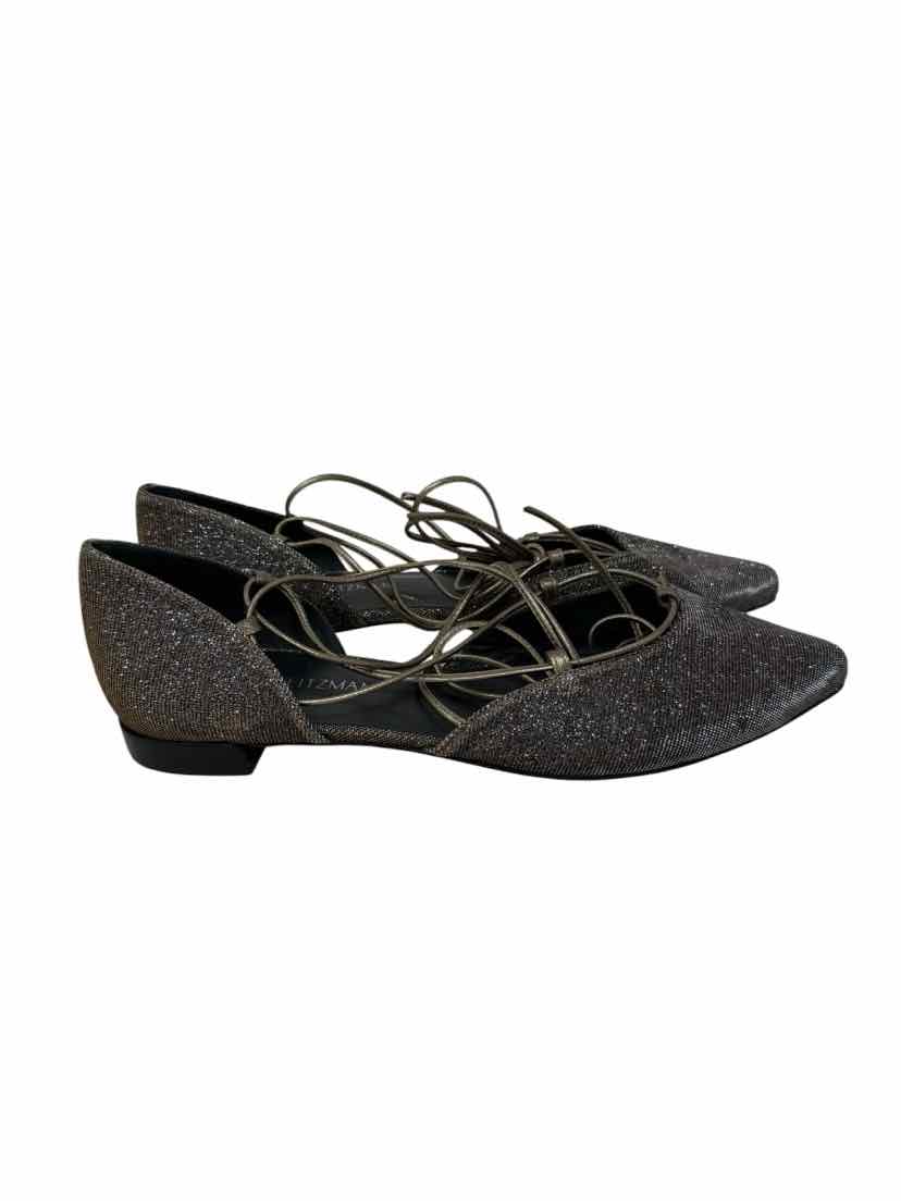 Shoe Size 10 Stuart Weitzman Silver Flats