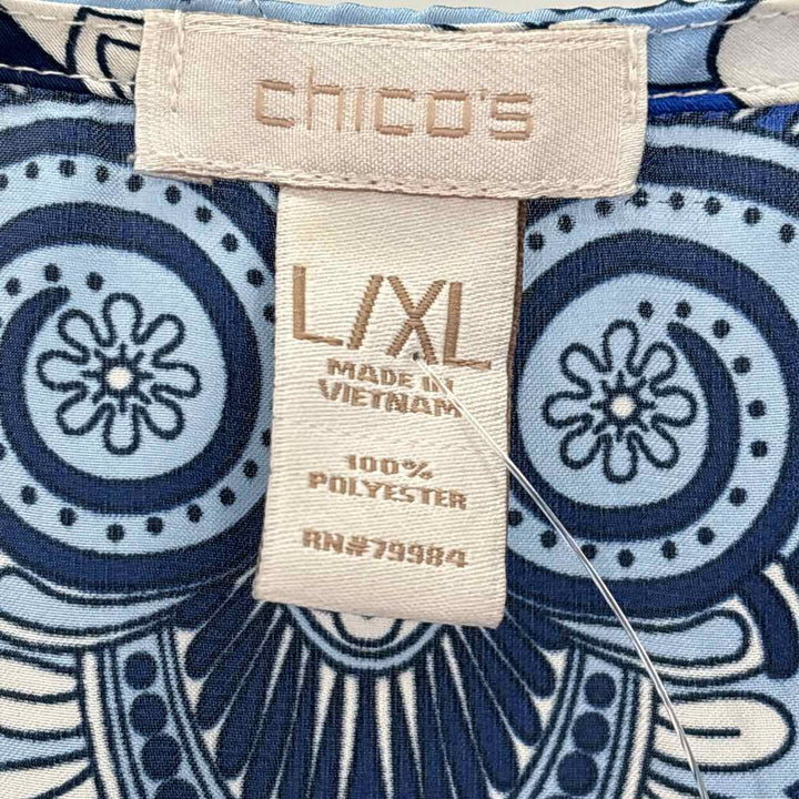Size L/XL Chico's Blue Print Shirt