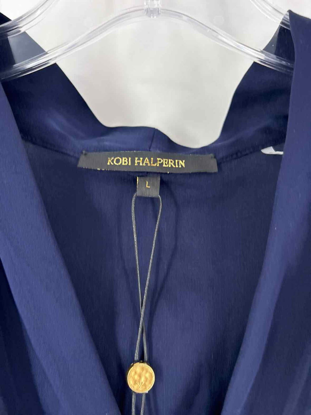 Size L KOBI HALPERIN Navy Sateen Shirt