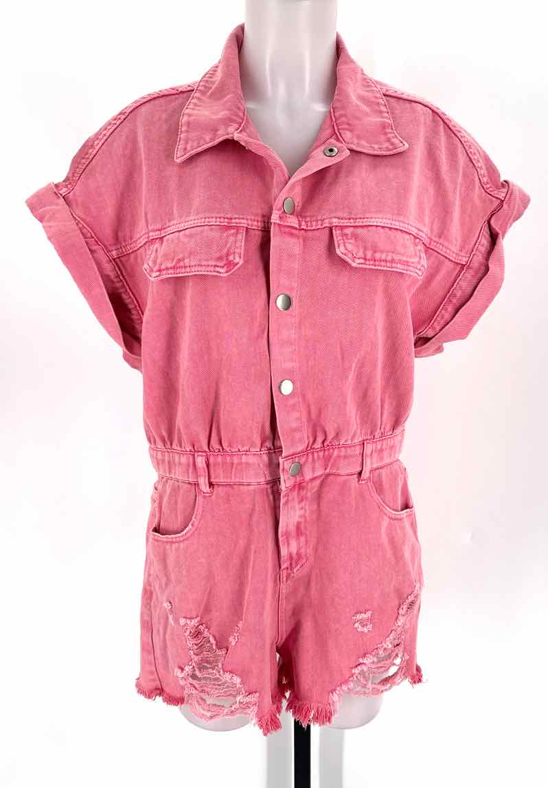 Size L Pink Denim Romper
