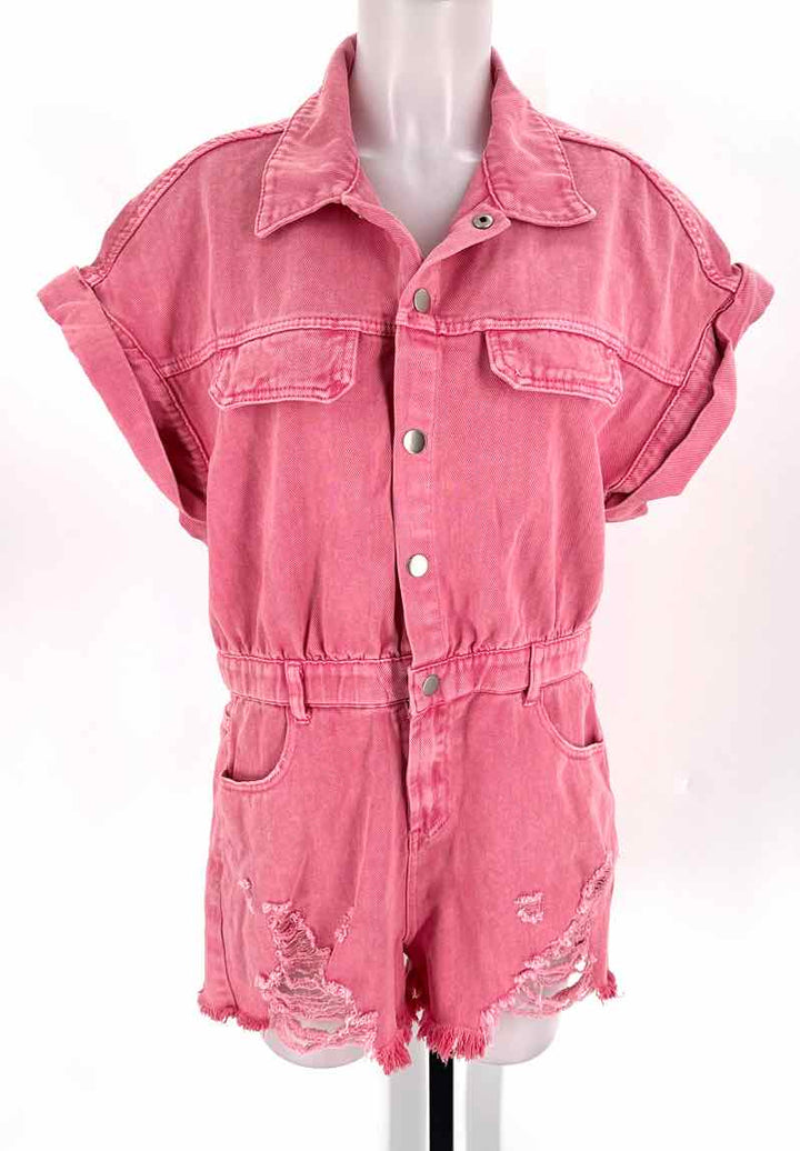 Size L Pink Denim Romper