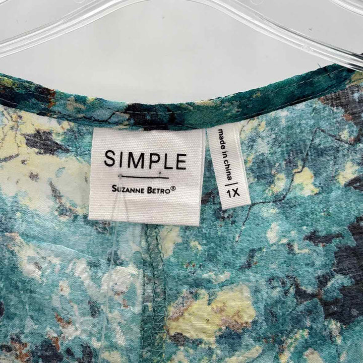 Size 1X Blue Print Shirt