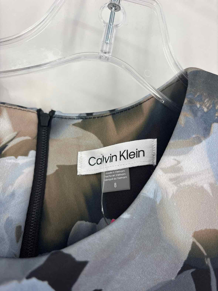 Size 8 Calvin Klein Blue Print Dress