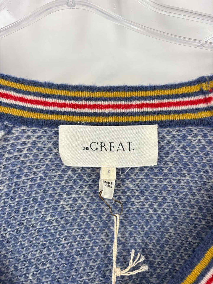 Size 2 THE GREAT Blue Print Sweater