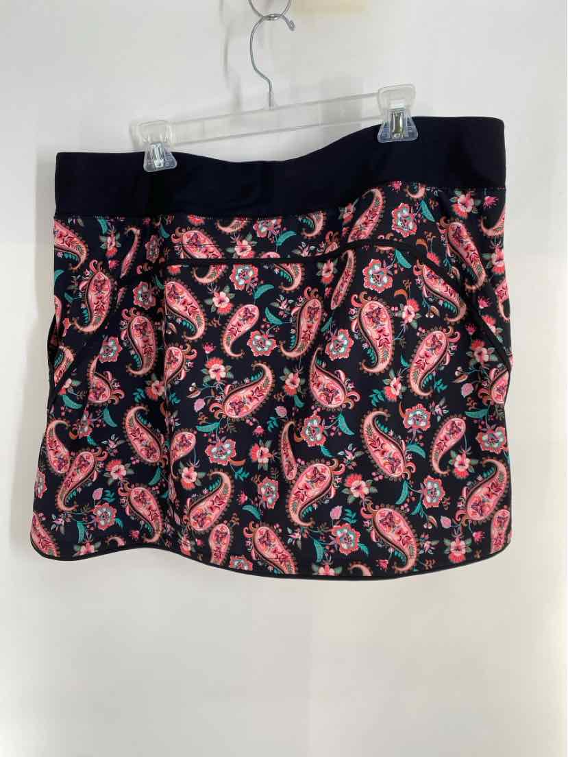Size 18 LAND END Black Print Skirt
