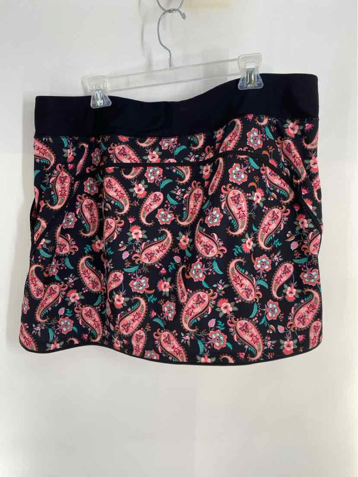 Size 18 LAND END Black Print Skirt