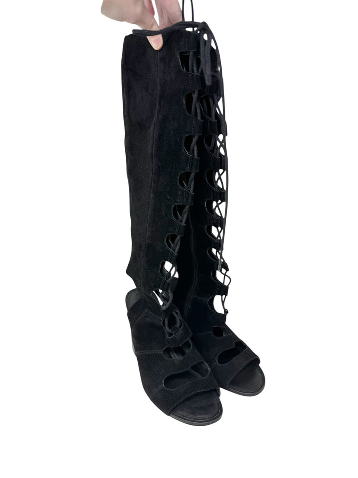 Shoe Size 9 FRANCO SARTO Black Suede Boots