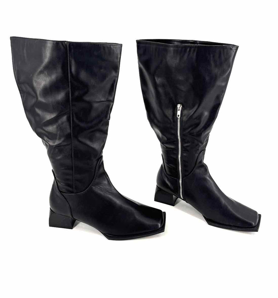 Shoe Size 9 Black Faux Leather Boots