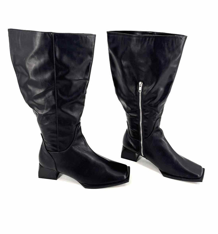 Shoe Size 9 Black Faux Leather Boots
